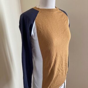 Roolee Tan and White Knit Sweater